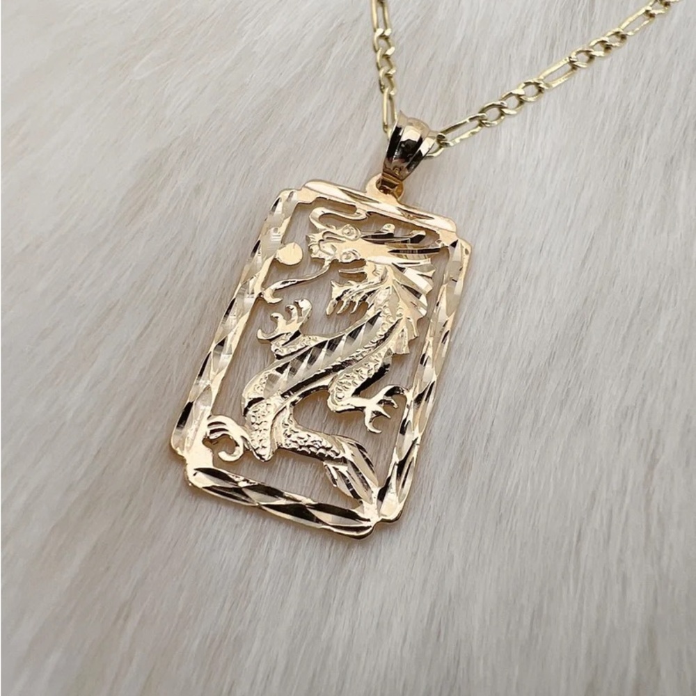 14k solid Gold Dragon Charm, Year Of The Dragon Pendant Chinese Dragon